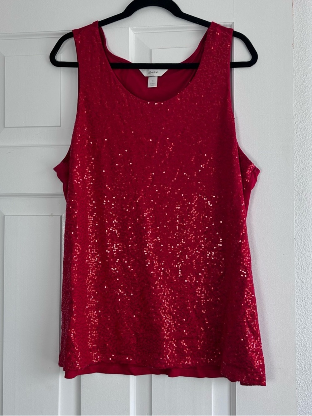 CJ Banks Red Sequin Tank Top